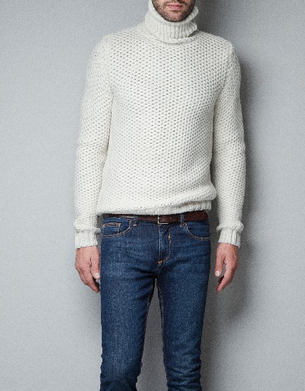 zara men white sweater
